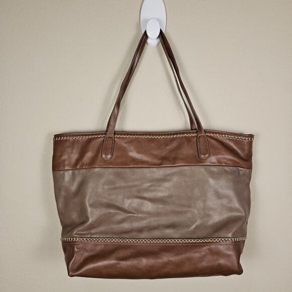 Big Buddha Western Tote Two Tone Brown Tassel Large Shoulder Handbag Business XL - Picture 2 of 16